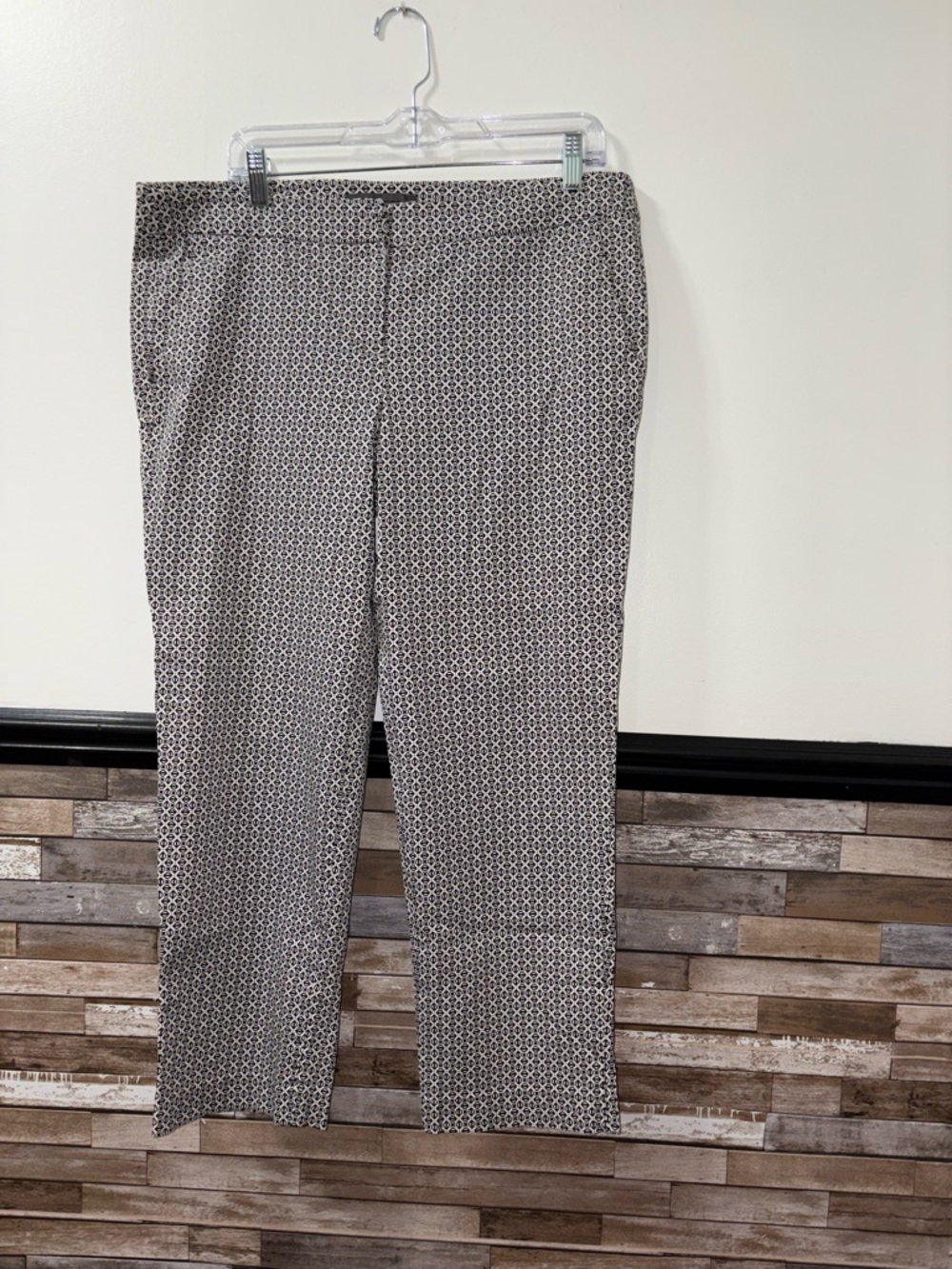 Women’s Geometric Black& White Dress Pants - Tailored Straight Fit Size 14